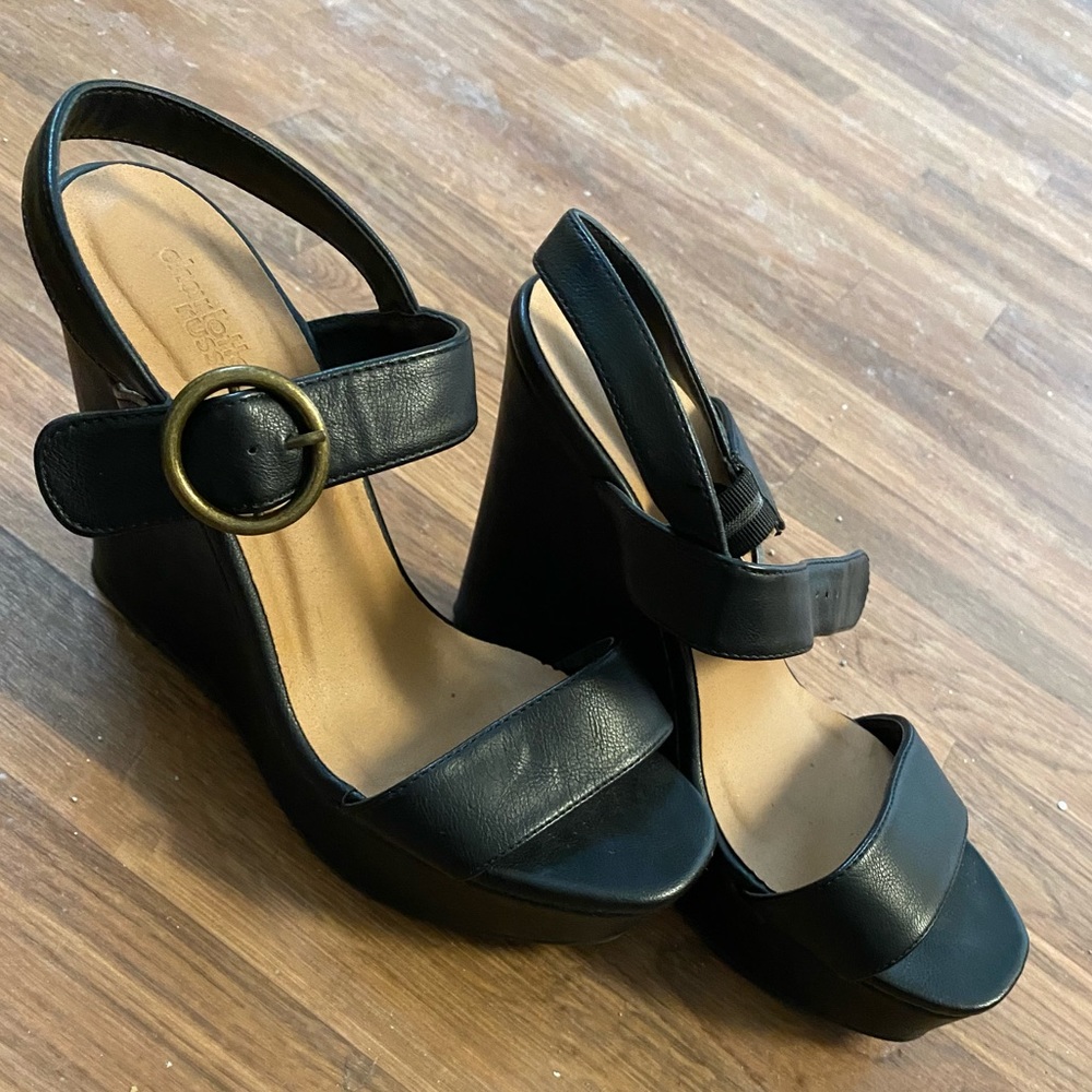 Black Wedge Sandals